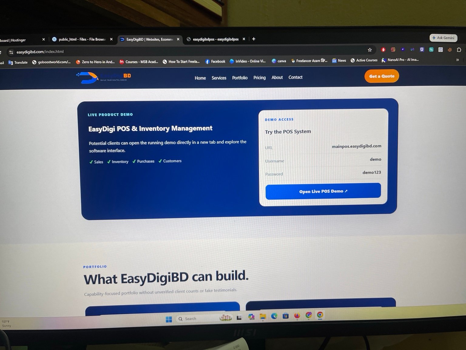 EasyDigi POS live demo section